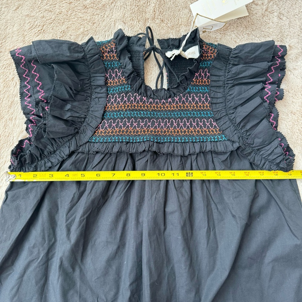 Love The Label Anthropologie Poppy top black multi size M - Picture 7 of 9